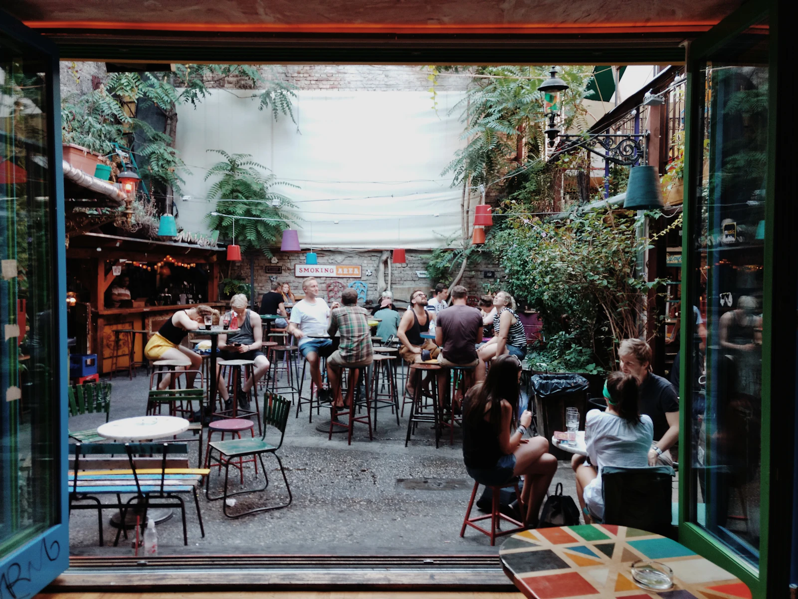 Interior of Szimpla Kert ruin bar in Budapest