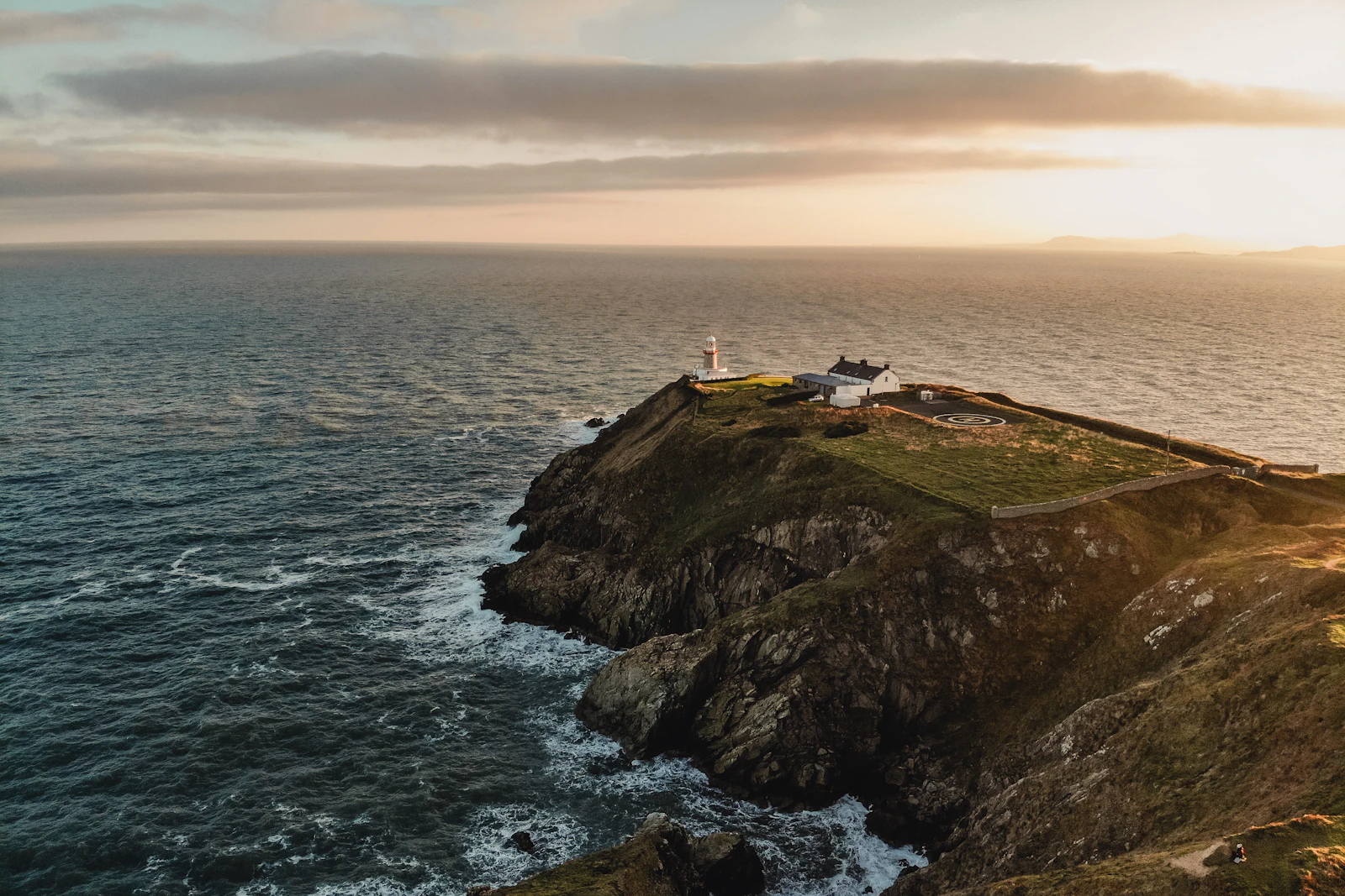 Howth lighthouse and cliffs overlooking the sea near Dublin