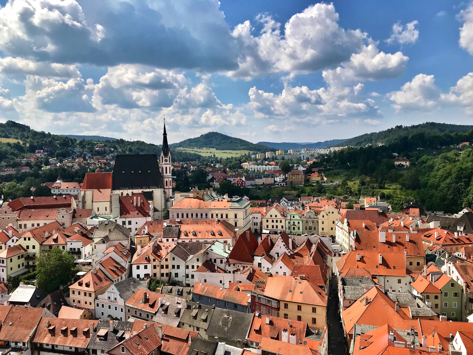 Aerial view of medieval Cesky Krumlov, Czech Republic