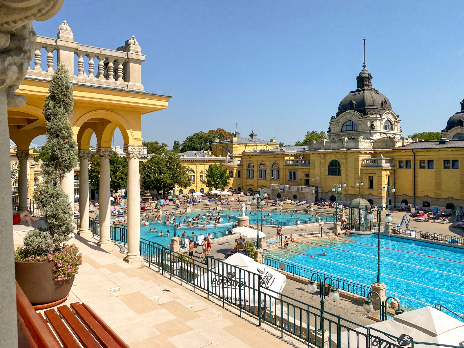 Outdoor pool at Szechenyi Thermal Baths in Budapest