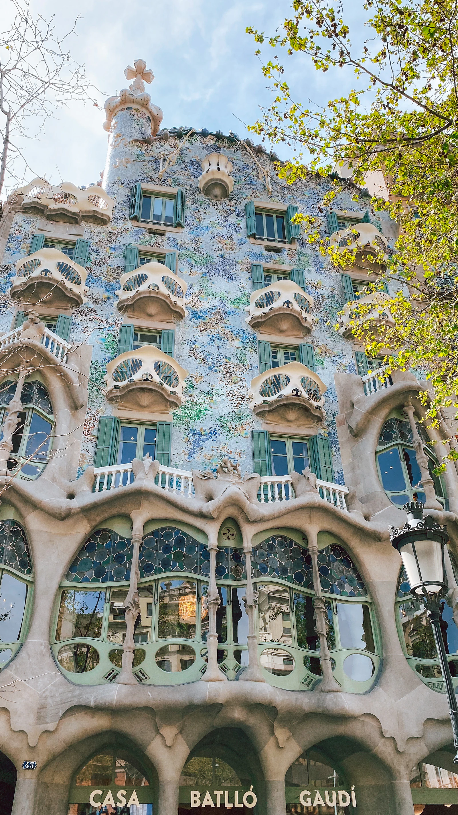 Ornate facade of Casa Batlló by Antoni Gaudí in Barcelona
