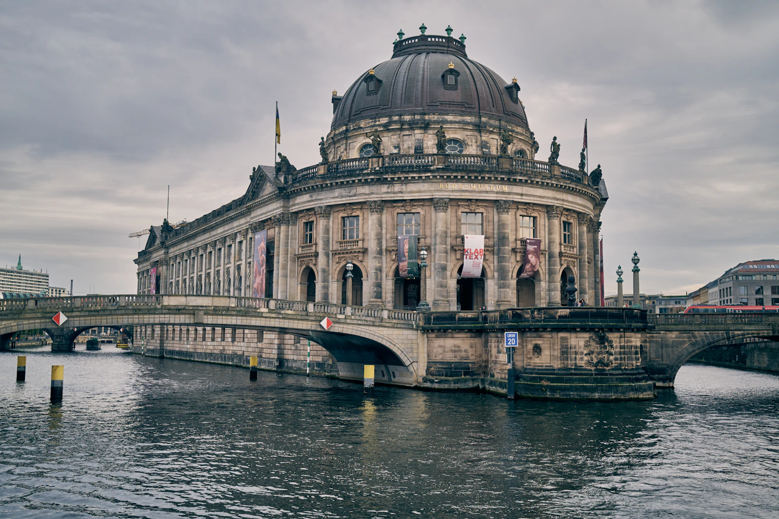 Bode Museum on Museum Island over the Spree river in Berlin