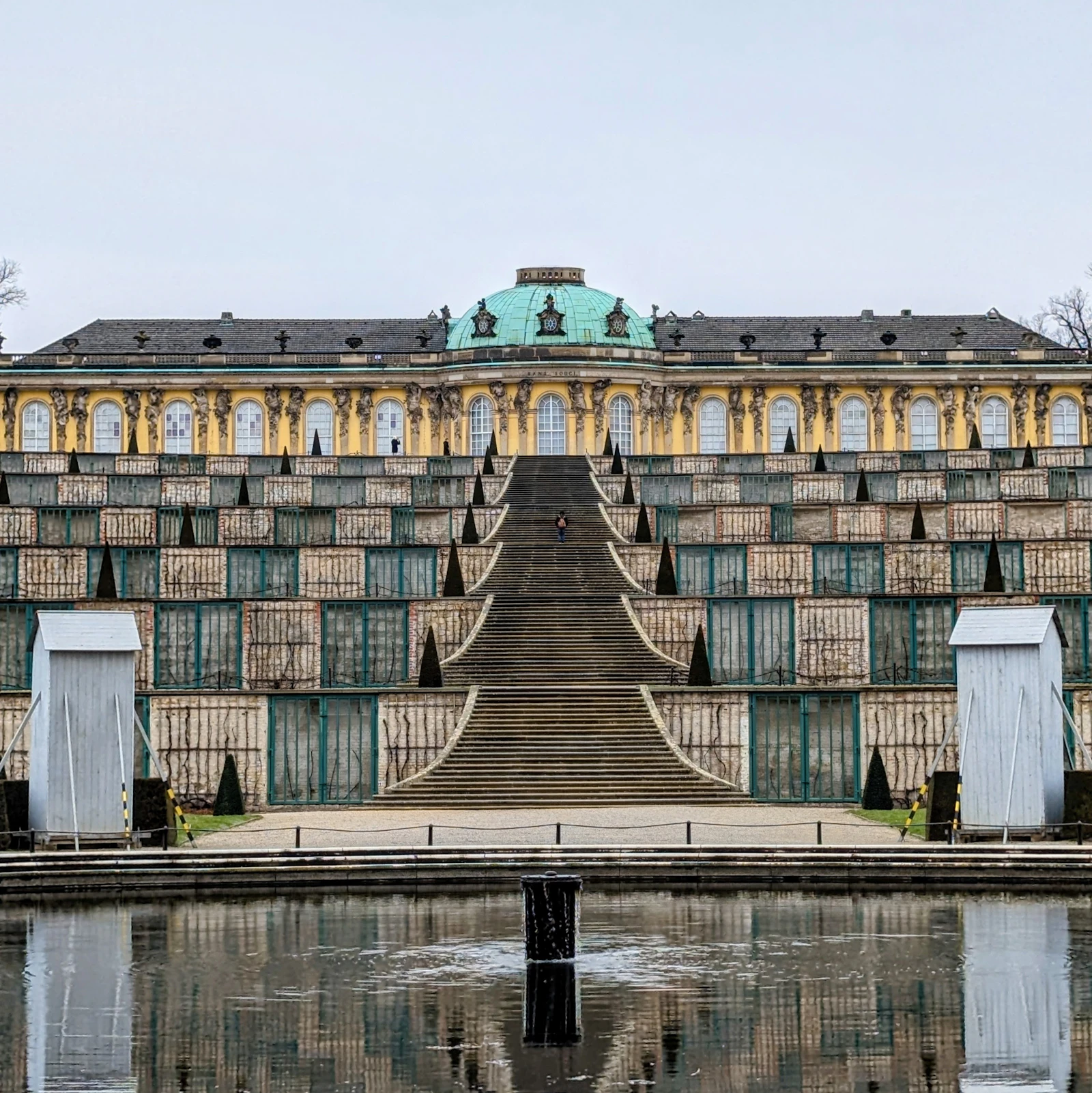 Sanssouci Palace with fountain in Potsdam, Germany