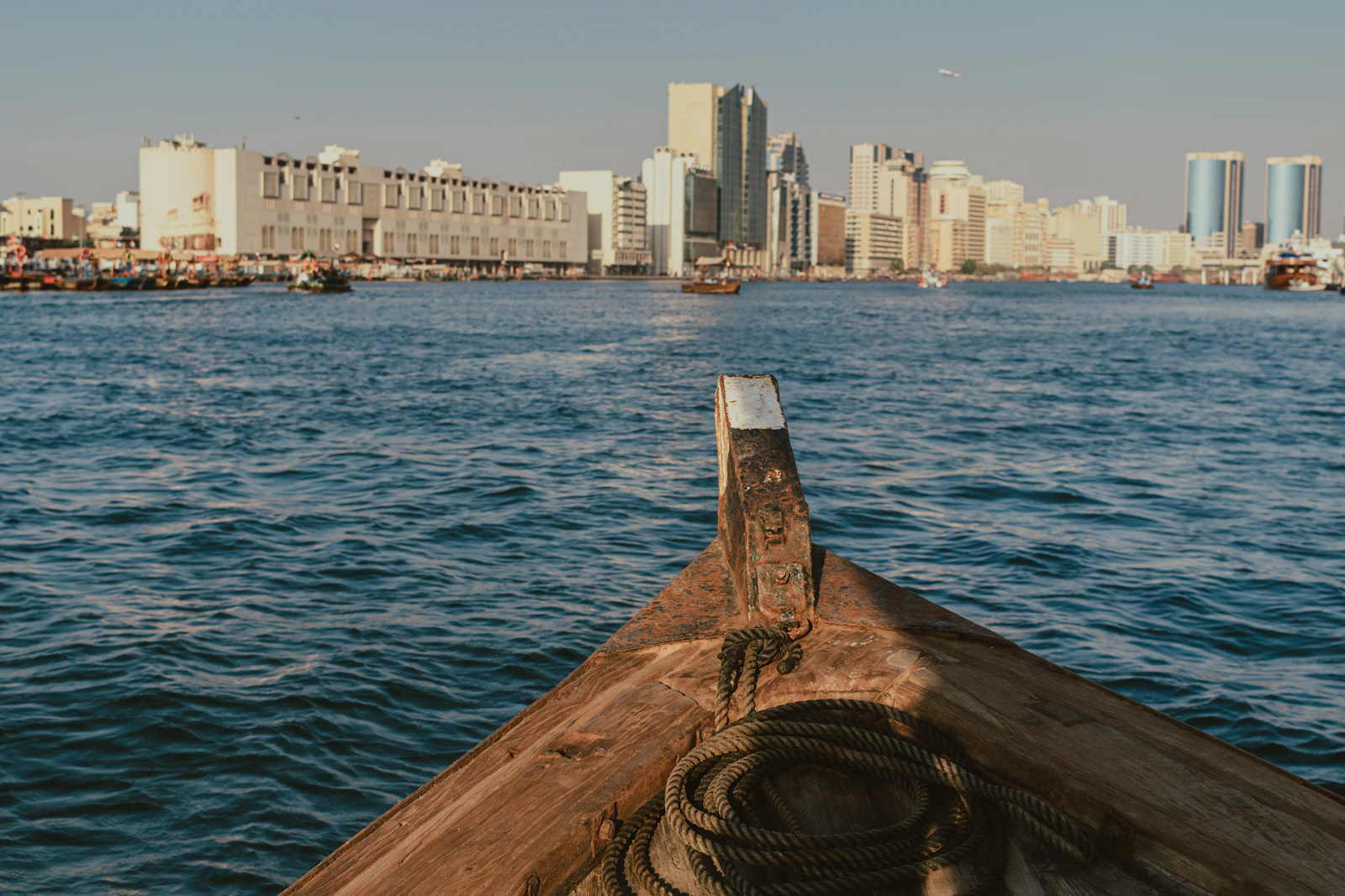 View of Dubai Creek from a traditional abra boat