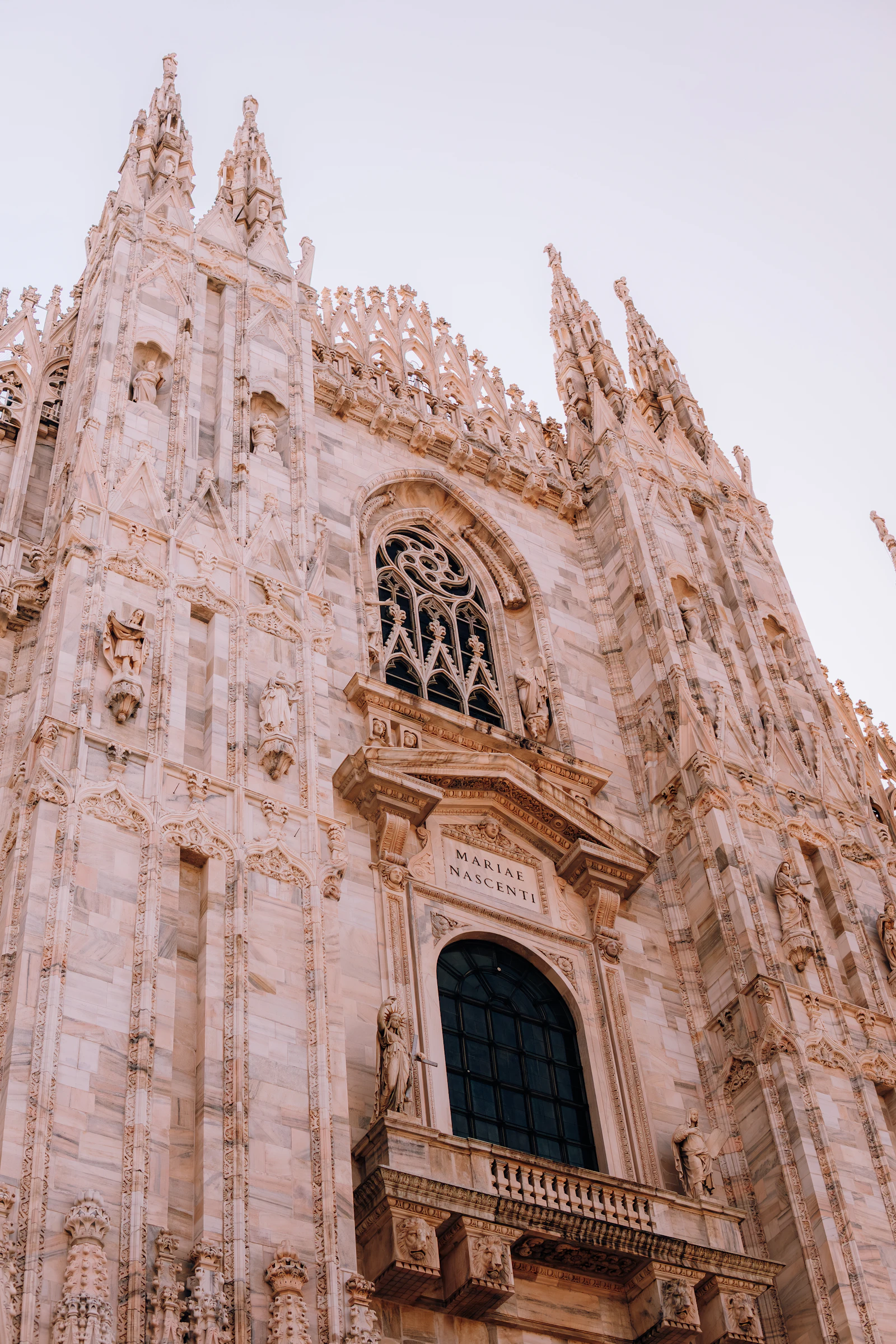 Intricate gothic facade of the Milan Duomo cathedral