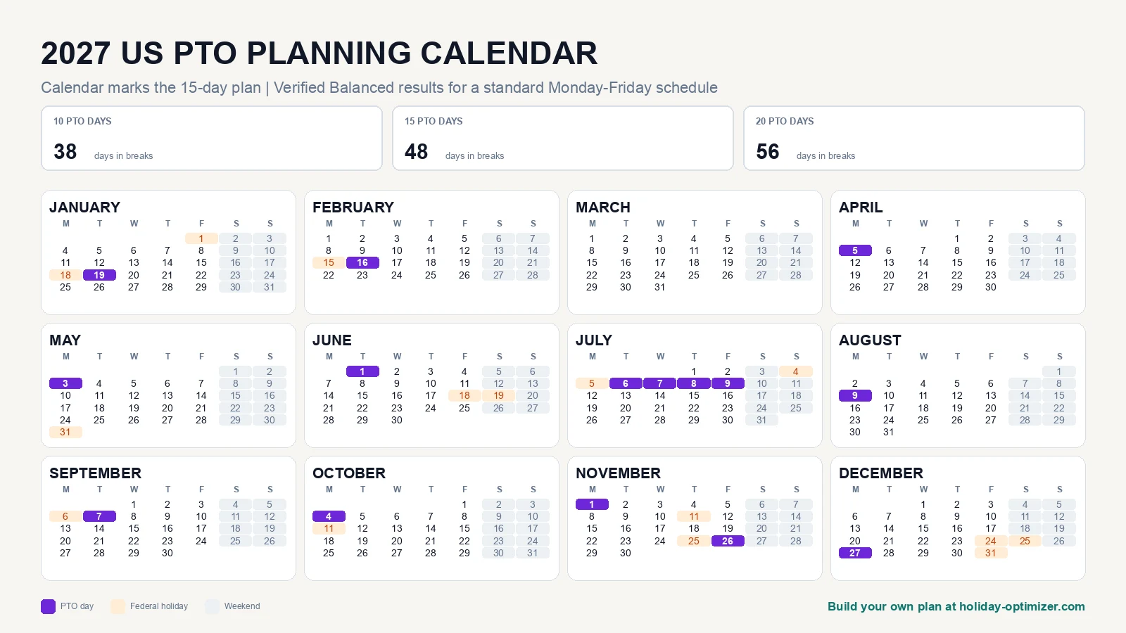 Maximize PTO in 2027: Best US Days to Take Off